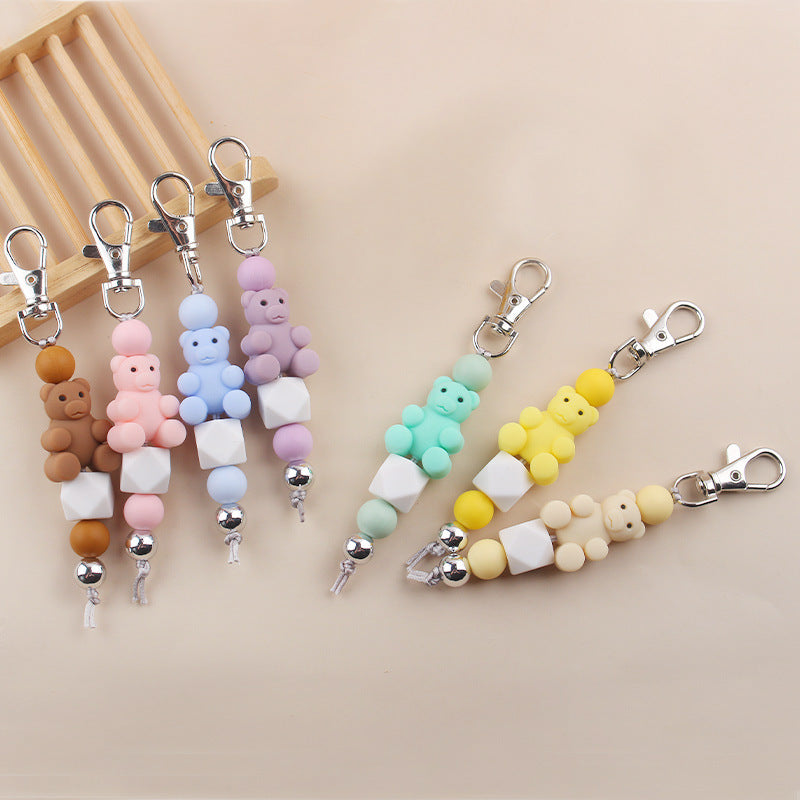 Wholesale Cartoon Winnar Silicon Plastic Beads Keychain